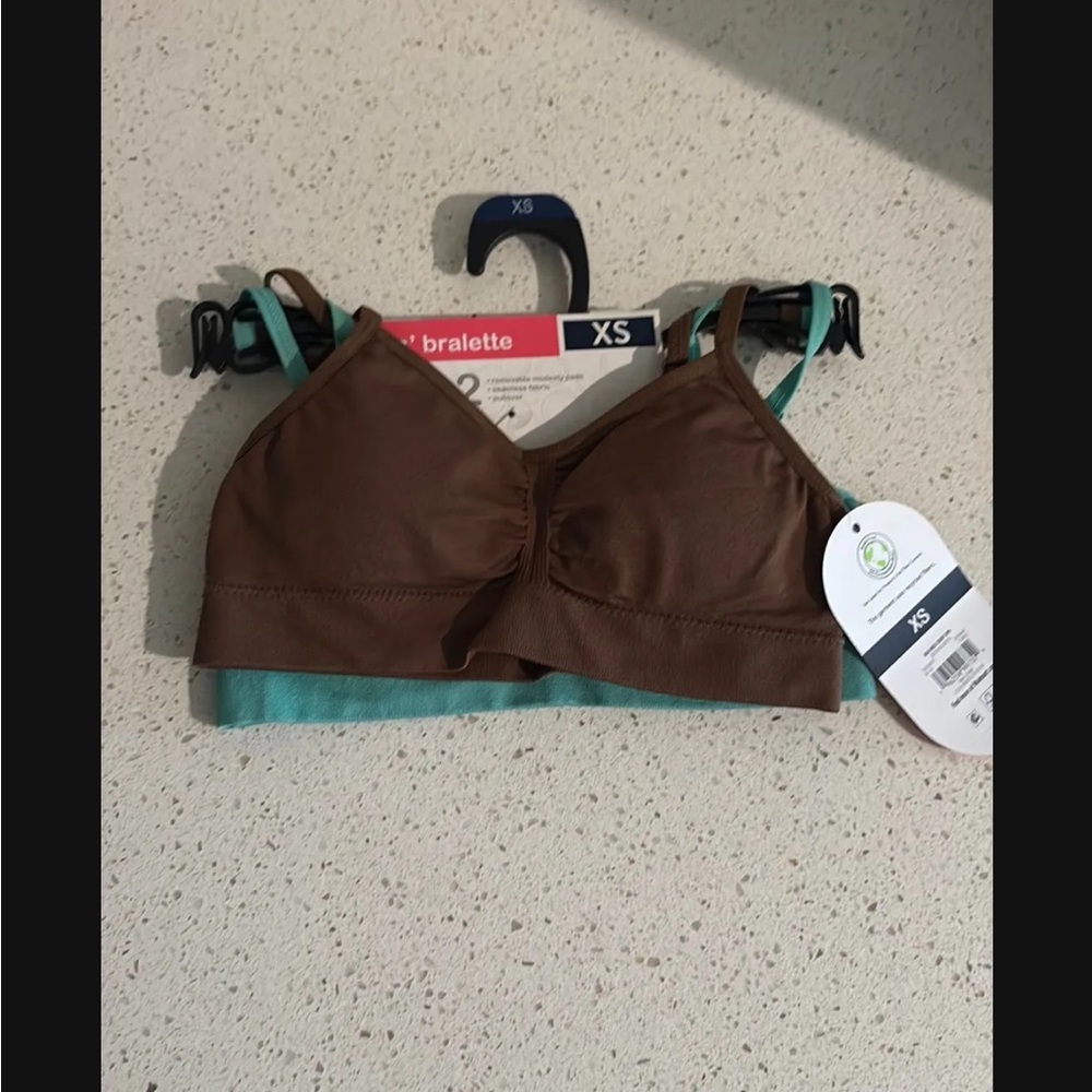 NWT girls sz ,XS 2 pack bralettes bras band 28 adjustable 1636 - Picture 2 of 5